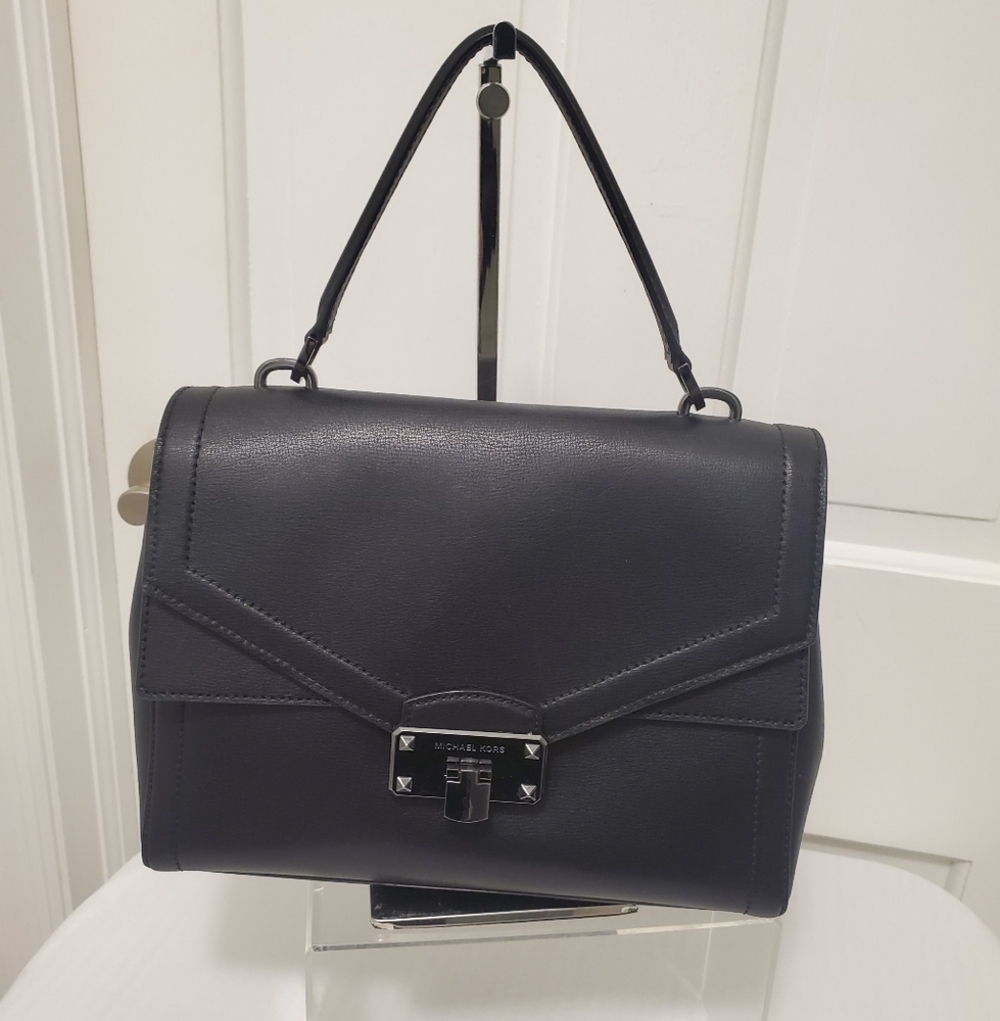 Michael Kors "KINSLEY" Black Leather Satchel, Business, Stylish, Chic